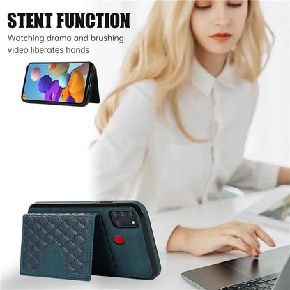 For Samsung Galaxy A21s Phone Case TPU+PU Leather Phone Cover with Card Holder