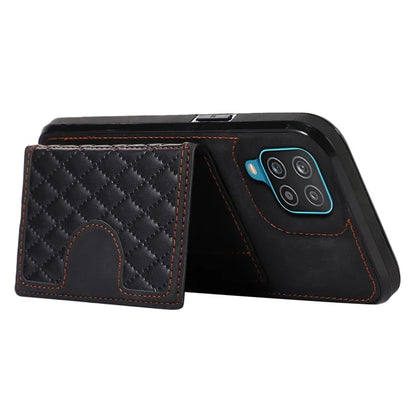 For Samsung Galaxy A12 Case Imprinted Phone Cover Card Holder TPU+PU Leather Shell