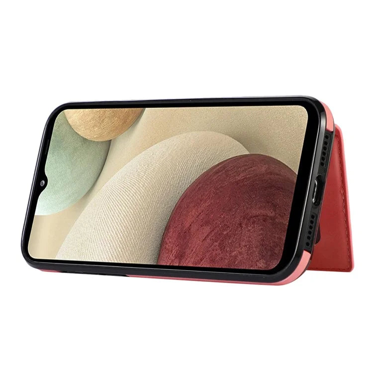 For Samsung Galaxy A12 Case Imprinted Phone Cover Card Holder TPU+PU Leather Shell