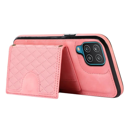 For Samsung Galaxy A12 Case Imprinted Phone Cover Card Holder TPU+PU Leather Shell