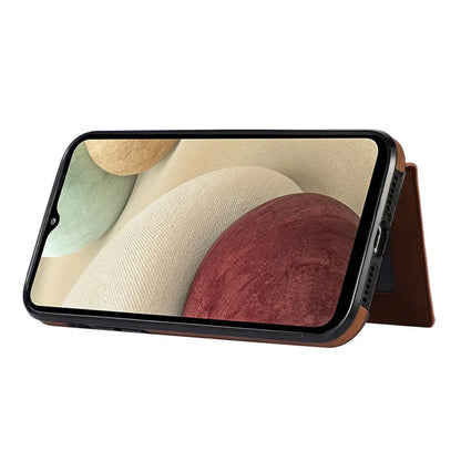 For Samsung Galaxy A12 Case Imprinted Phone Cover Card Holder TPU+PU Leather Shell