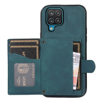 For Samsung Galaxy A12 Case Imprinted Phone Cover Card Holder TPU+PU Leather Shell