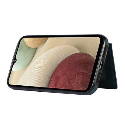 For Samsung Galaxy A12 Case Imprinted Phone Cover Card Holder TPU+PU Leather Shell