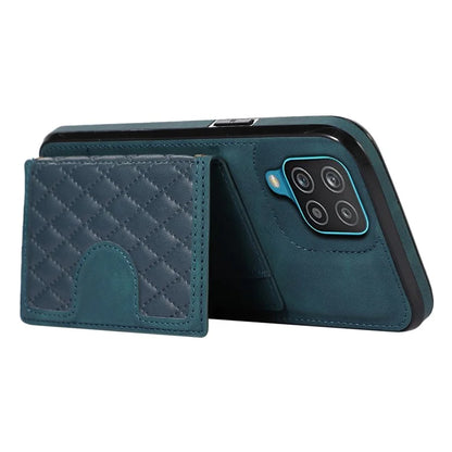 For Samsung Galaxy A12 Case Imprinted Phone Cover Card Holder TPU+PU Leather Shell