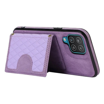 For Samsung Galaxy A12 Case Imprinted Phone Cover Card Holder TPU+PU Leather Shell