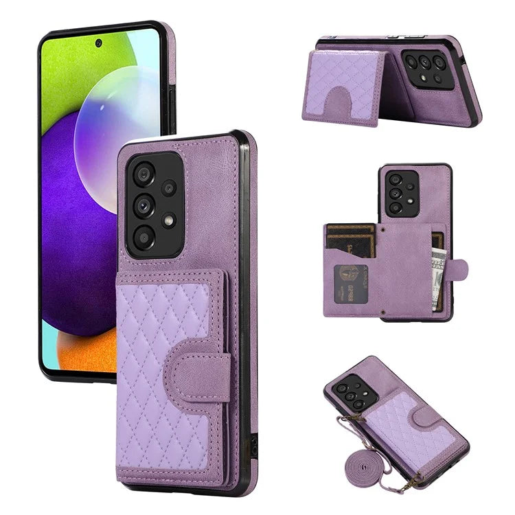 For Samsung Galaxy A13 4G / 5G Cell Phone Case Card Holder TPU+PU Leather Phone Shell
