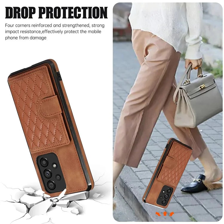 For Samsung Galaxy A13 4G / 5G Cell Phone Case Card Holder TPU+PU Leather Phone Shell