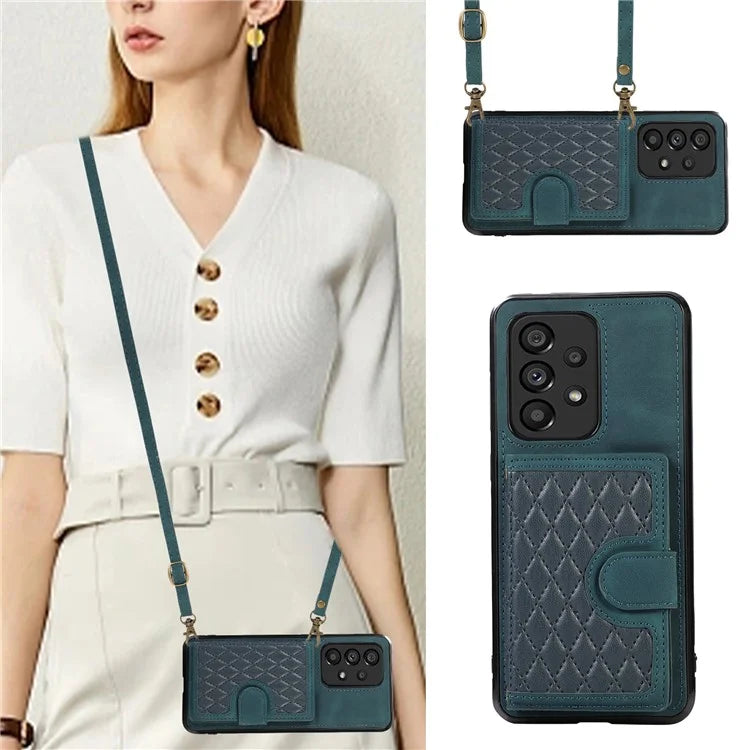 For Samsung Galaxy A13 4G / 5G Cell Phone Case Card Holder TPU+PU Leather Phone Shell