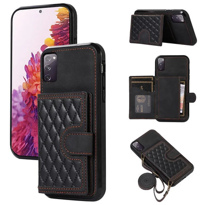For Samsung Galaxy S20 4G / 5G Card Holder Phone Case TPU+PU Leather Kickstand Phone Cover
