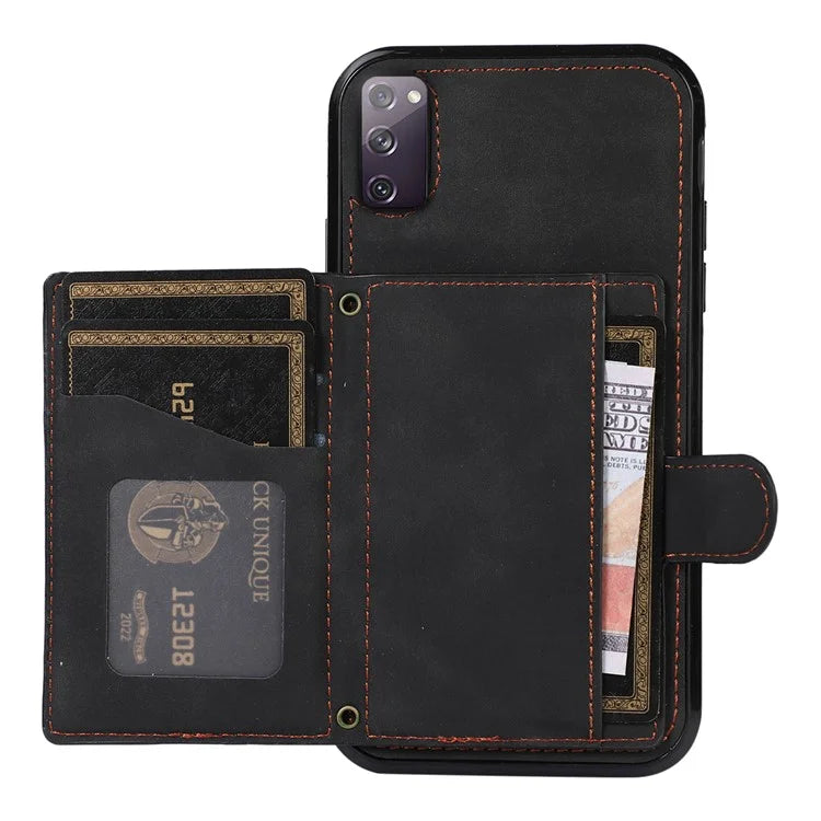 For Samsung Galaxy S20 4G / 5G Card Holder Phone Case TPU+PU Leather Kickstand Phone Cover