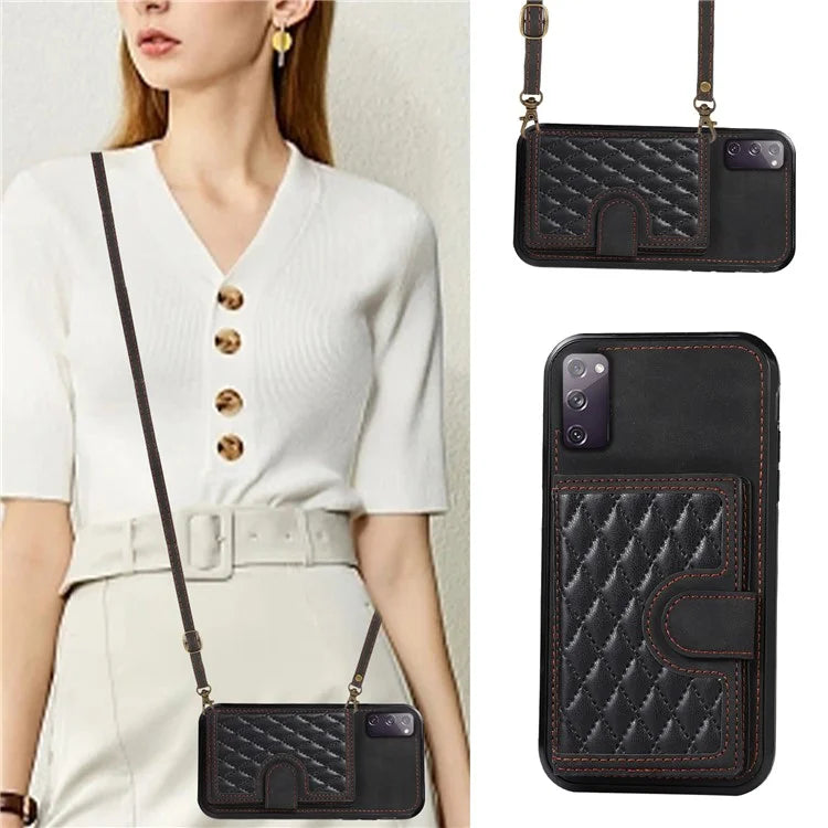 For Samsung Galaxy S20 4G / 5G Card Holder Phone Case TPU+PU Leather Kickstand Phone Cover