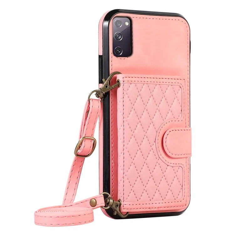 For Samsung Galaxy S20 4G / 5G Card Holder Phone Case TPU+PU Leather Kickstand Phone Cover