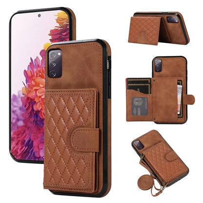 For Samsung Galaxy S20 4G / 5G Card Holder Phone Case TPU+PU Leather Kickstand Phone Cover