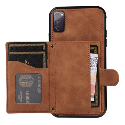 For Samsung Galaxy S20 4G / 5G Card Holder Phone Case TPU+PU Leather Kickstand Phone Cover