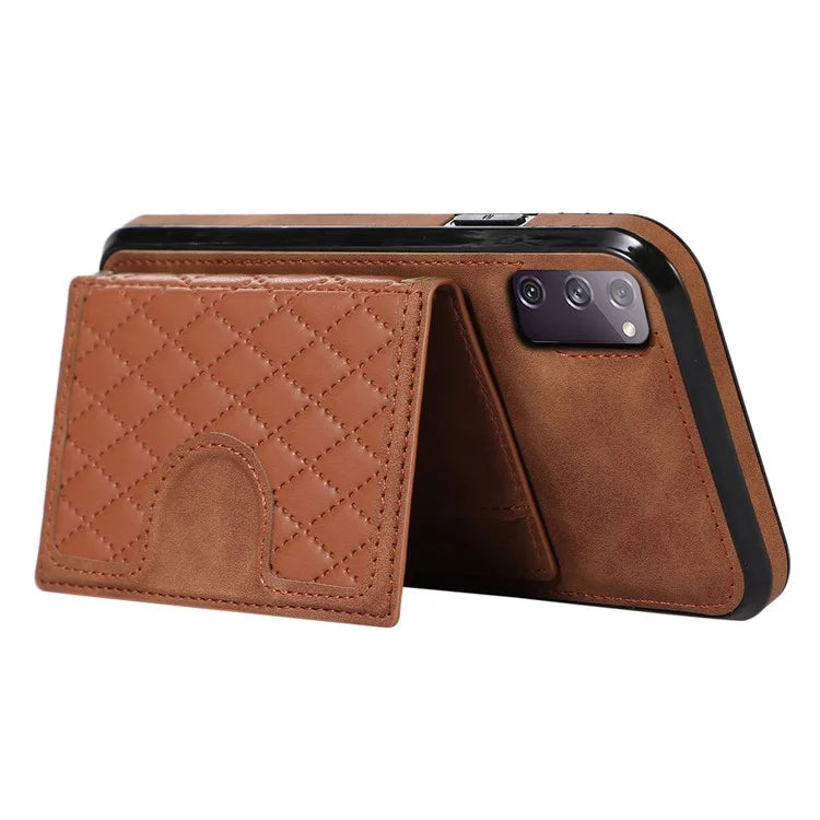 For Samsung Galaxy S20 4G / 5G Card Holder Phone Case TPU+PU Leather Kickstand Phone Cover