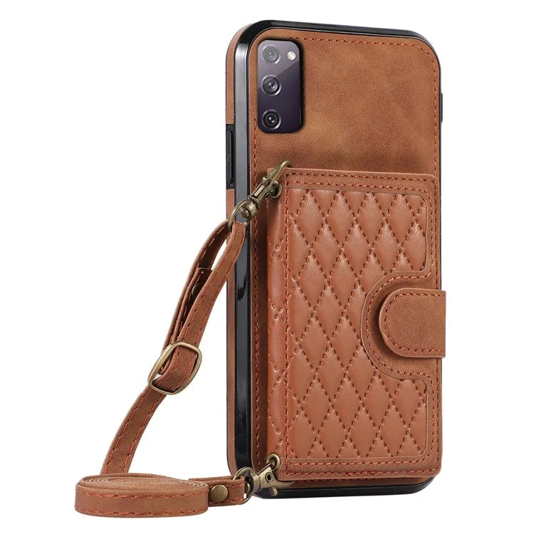 For Samsung Galaxy S20 4G / 5G Card Holder Phone Case TPU+PU Leather Kickstand Phone Cover