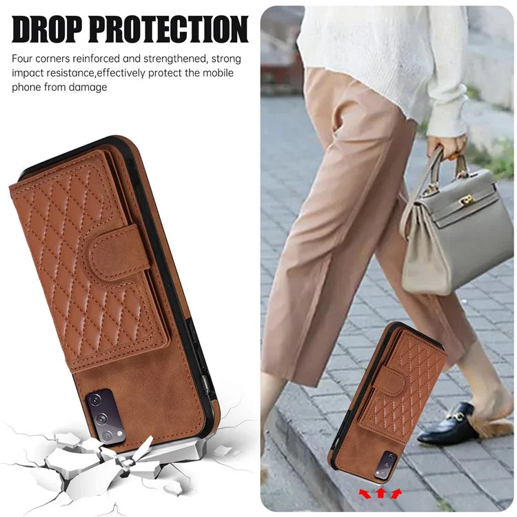 For Samsung Galaxy S20 4G / 5G Card Holder Phone Case TPU+PU Leather Kickstand Phone Cover