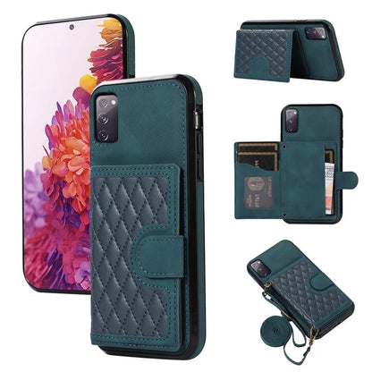 For Samsung Galaxy S20 4G / 5G Card Holder Phone Case TPU+PU Leather Kickstand Phone Cover