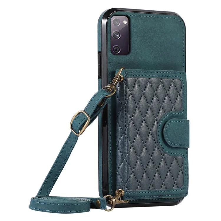For Samsung Galaxy S20 4G / 5G Card Holder Phone Case TPU+PU Leather Kickstand Phone Cover