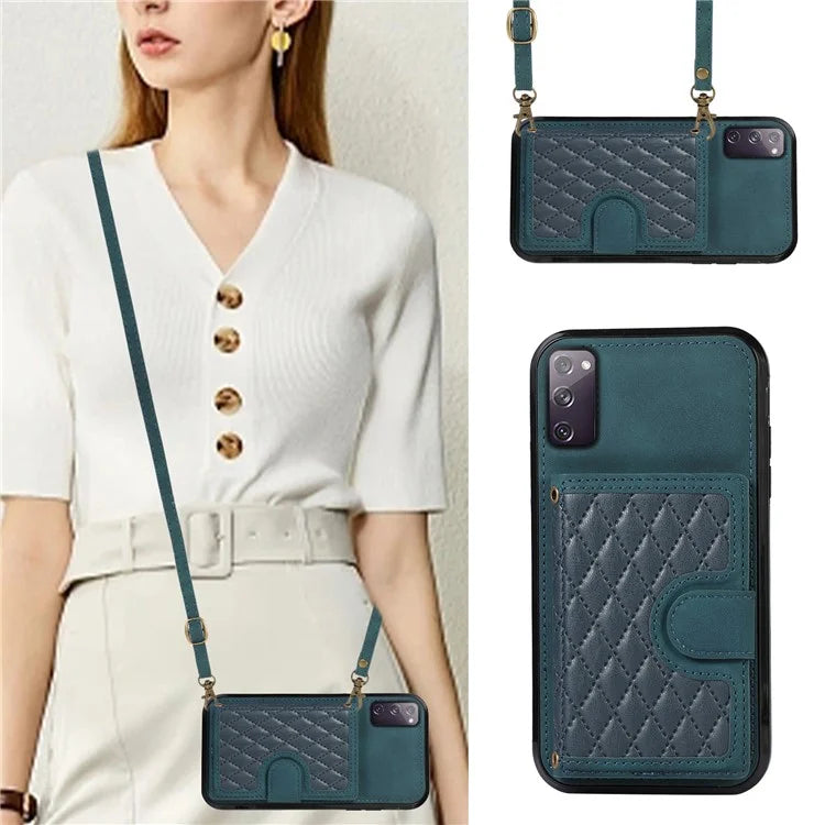 For Samsung Galaxy S20 4G / 5G Card Holder Phone Case TPU+PU Leather Kickstand Phone Cover