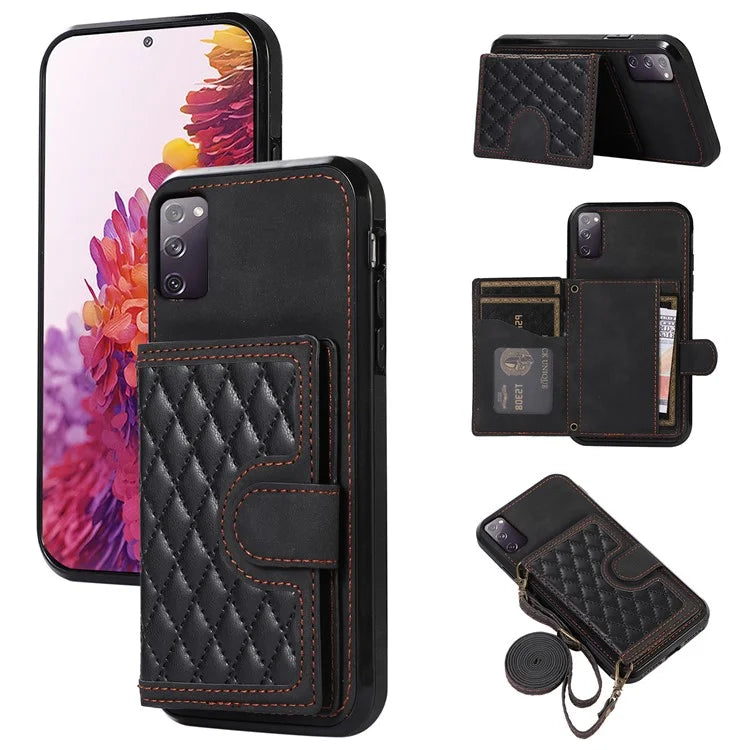 For Samsung Galaxy S20 FE 2022 / S20 FE / S20 FE 5G / S20 Lite Case Card Holder TPU+PU Leather Phone Shell