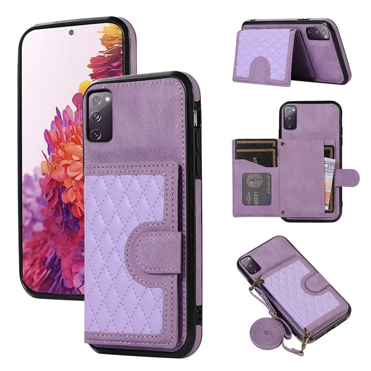 For Samsung Galaxy S20 FE 2022 / S20 FE / S20 FE 5G / S20 Lite Case Card Holder TPU+PU Leather Phone Shell