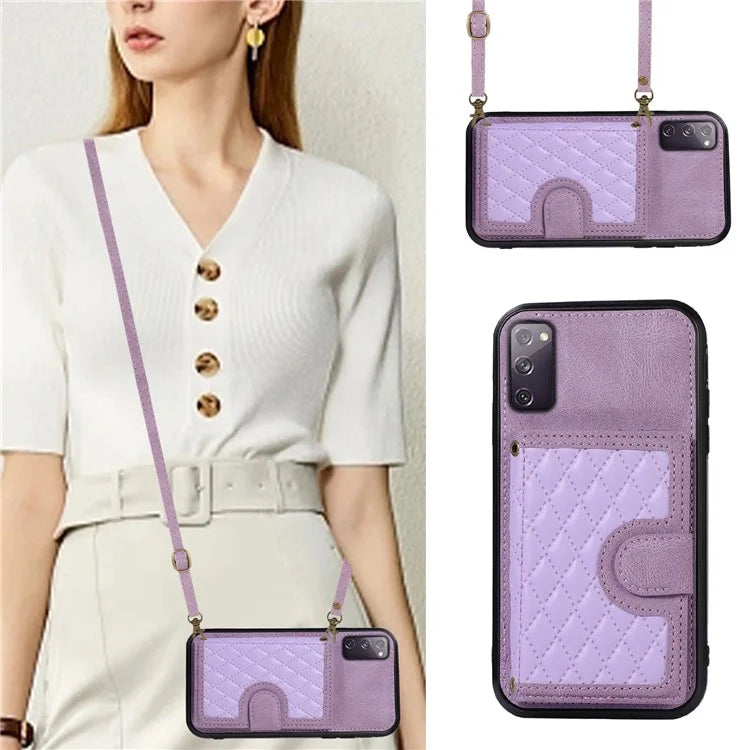 For Samsung Galaxy S20 FE 2022 / S20 FE / S20 FE 5G / S20 Lite Case Card Holder TPU+PU Leather Phone Shell