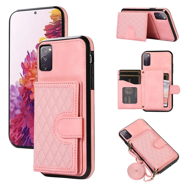 For Samsung Galaxy S20 FE 2022 / S20 FE / S20 FE 5G / S20 Lite Case Card Holder TPU+PU Leather Phone Shell