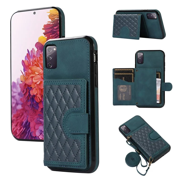 For Samsung Galaxy S20 FE 2022 / S20 FE / S20 FE 5G / S20 Lite Case Card Holder TPU+PU Leather Phone Shell