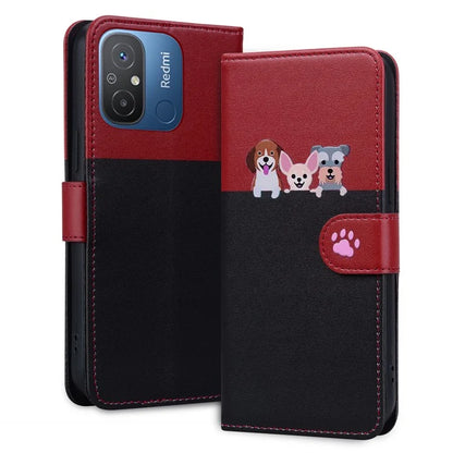 Cartoon Pet Series for Xiaomi Redmi 12C 4G Leather Case Splicing Phone Wallet Cover