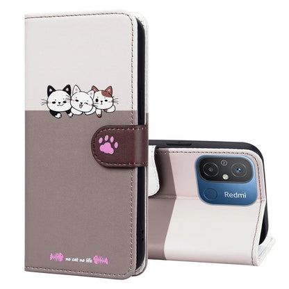 Cartoon Pet Series for Xiaomi Redmi 12C 4G Leather Case Splicing Phone Wallet Cover