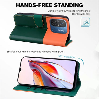 Cartoon Pet Series for Xiaomi Redmi 12C 4G Leather Case Splicing Phone Wallet Coverish Green