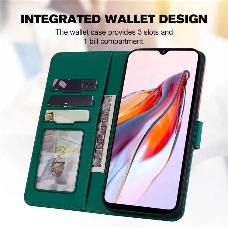 Cartoon Pet Series for Xiaomi Redmi 12C 4G Leather Case Splicing Phone Wallet Coverish Green