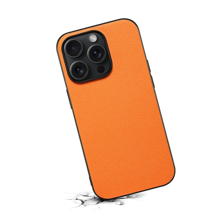 For iPhone 15 Pro Case PC+TPU+PU Leather Calf Texture Anti-drop Phone Cover