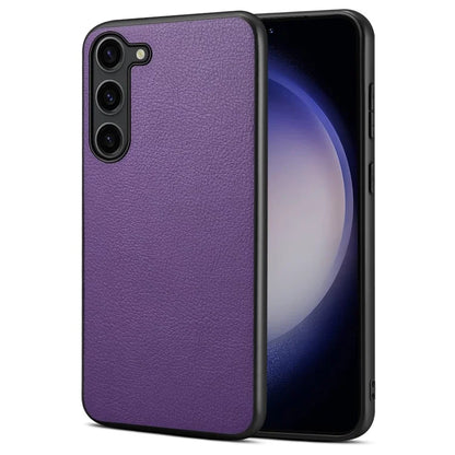 For Samsung Galaxy S24+ Calf Texture Case PC+TPU+PU Leather Anti-scratch Phone Shell