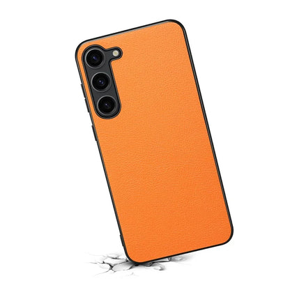 For Samsung Galaxy S24+ Calf Texture Case PC+TPU+PU Leather Anti-scratch Phone Shell