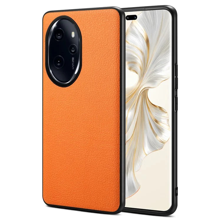 For Honor 100 Pro 5G Case Drop-proof PC+TPU+PU Leather Calf Texture Phone Back Protector
