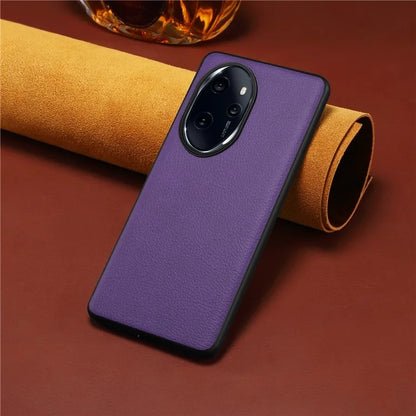 For Honor 100 Pro 5G Case Drop-proof PC+TPU+PU Leather Calf Texture Phone Back Protector