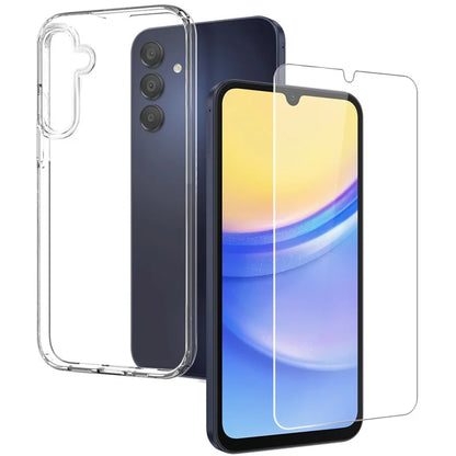 NORTHJO For Samsung Galaxy A15 5G / 4G Soft TPU Case with Tempered Glass Screen Protector