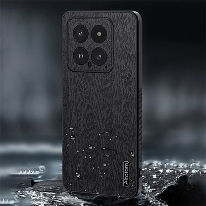 For Xiaomi 14 Cell Phone Case Scratch Resistant Wood Grain Back Cover