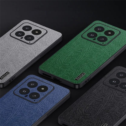 For Xiaomi 14 Cell Phone Case Scratch Resistant Wood Grain Back Cover