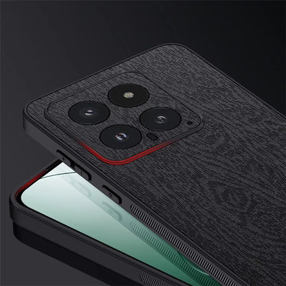 For Xiaomi 14 Cell Phone Case Scratch Resistant Wood Grain Back Cover
