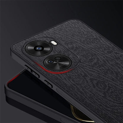 For Huawei nova 11 SE Cell Phone Case Wood Grain PC+TPU+PU Back Cover