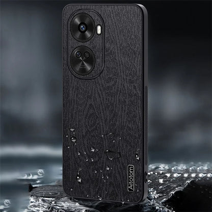 For Huawei nova 11 SE Cell Phone Case Wood Grain PC+TPU+PU Back Cover