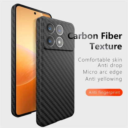 For Xiaomi Redmi K70 5G Cell Phone Case Splicing Color Carbon Fiber Texture Hard PC Cover+White