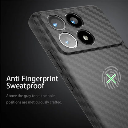 For Xiaomi Redmi K70 5G Cell Phone Case Splicing Color Carbon Fiber Texture Hard PC Cover+Red