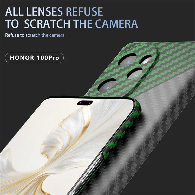 For Honor 100 Pro 5G Cell Phone Case Splicing Color Scratch-resistant Hard PC Back Shell+Green