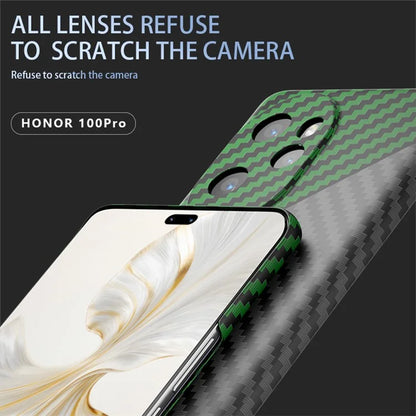 For Honor 100 Pro 5G Cell Phone Case Splicing Color Scratch-resistant Hard PC Back Shell+Green