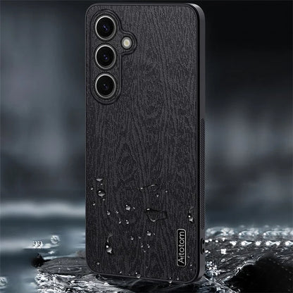 For Samsung Galaxy S24+ Case Wood Grain Shockproof Phone Cover