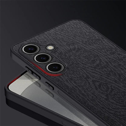 For Samsung Galaxy S24+ Case Wood Grain Shockproof Phone Cover
